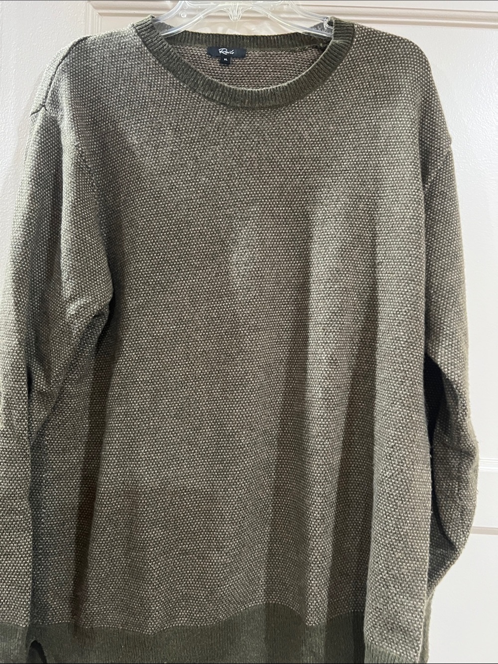 Rails Men's Olive Crewneck Textured Knit Sweater